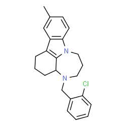 ChemSpider 2D Image | 4-(2-Chlorobenzyl)-11-methyl-1,2,3,3a,4,5,6,7-octahydro[1,4]diazepino[3,2,1-jk]carbazole | C23H25ClN2
