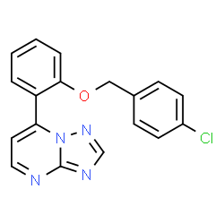 ChemSpider 2D Image | 7-{2-[(4-Chlorobenzyl)oxy]phenyl}[1,2,4]triazolo[1,5-a]pyrimidine | C18H13ClN4O