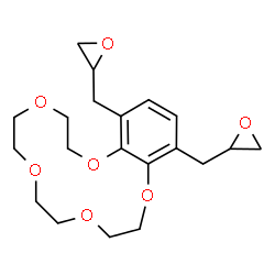 ChemSpider 2D Image | 14,17-Bis(2-oxiranylmethyl)-2,3,5,6,8,9,11,12-octahydro-1,4,7,10,13-benzopentaoxacyclopentadecine | C20H28O7