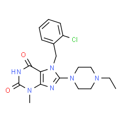 ChemSpider 2D Image | 7-(2-Chlorobenzyl)-8-(4-ethyl-1-piperazinyl)-3-methyl-3,7-dihydro-1H-purine-2,6-dione | C19H23ClN6O2