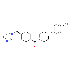 ChemSpider 2D Image | [4-(4-Chlorophenyl)-1-piperazinyl][trans-4-(1H-tetrazol-1-ylmethyl)cyclohexyl]methanone | C19H25ClN6O