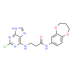 ChemSpider 2D Image | N~3~-(2-Chloro-3H-purin-6-yl)-N-(3,4-dihydro-2H-1,5-benzodioxepin-7-yl)-beta-alaninamide | C17H17ClN6O3