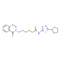 ChemSpider 2D Image | N-(5-Cyclopentyl-1,3,4-thiadiazol-2-yl)-6-(4-oxo-1,2,3-benzotriazin-3(4H)-yl)hexanamide | C20H24N6O2S