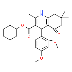 ChemSpider 2D Image | Cyclohexyl 4-(2,4-dimethoxyphenyl)-2,7,7-trimethyl-5-oxo-1,4,5,6,7,8-hexahydro-3-quinolinecarboxylate | C27H35NO5