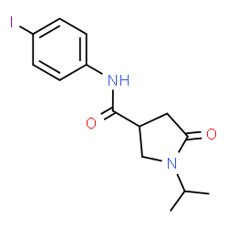 ChemSpider 2D Image | N-(4-Iodophenyl)-1-isopropyl-5-oxo-3-pyrrolidinecarboxamide | C14H17IN2O2