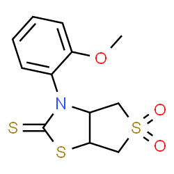 ChemSpider 2D Image | 3-(2-Methoxyphenyl)tetrahydrothieno[3,4-d][1,3]thiazole-2(3H)-thione 5,5-dioxide | C12H13NO3S3