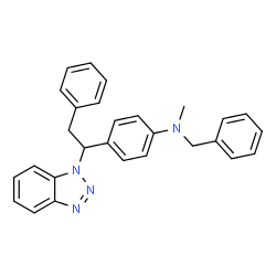 ChemSpider 2D Image | 4-[1-(1H-Benzotriazol-1-yl)-2-phenylethyl]-N-benzyl-N-methylaniline | C28H26N4