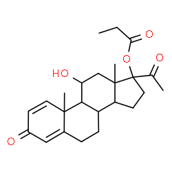 ChemSpider 2D Image | 11-Hydroxy-3,20-dioxopregna-1,4-dien-17-yl propionate | C24H32O5