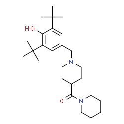 ChemSpider 2D Image | {1-[4-Hydroxy-3,5-bis(2-methyl-2-propanyl)benzyl]-4-piperidinyl}(1-piperidinyl)methanone | C26H42N2O2