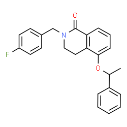 ChemSpider 2D Image | 2-(4-Fluorobenzyl)-5-(1-phenylethoxy)-3,4-dihydro-1(2H)-isoquinolinone | C24H22FNO2