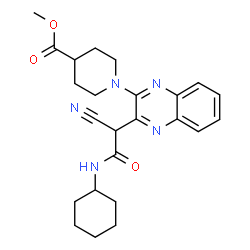 ChemSpider 2D Image | Methyl 1-{3-[1-cyano-2-(cyclohexylamino)-2-oxoethyl]-2-quinoxalinyl}-4-piperidinecarboxylate | C24H29N5O3