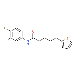 ChemSpider 2D Image | N-(3-Chloro-4-fluorophenyl)-5-(2-thienyl)pentanamide | C15H15ClFNOS