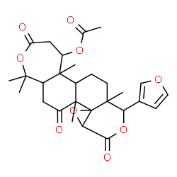ChemSpider 2D Image | 8-(3-Furyl)-1,1,5a,7a,11b-pentamethyl-3,10,12-trioxohexadecahydrooxireno[4,4a]isochromeno[6,5-g][2]benzoxepin-5-yl acetate | C28H34O9
