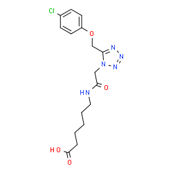 ChemSpider 2D Image | 6-[({5-[(4-Chlorophenoxy)methyl]-1H-tetrazol-1-yl}acetyl)amino]hexanoic acid | C16H20ClN5O4