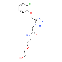 ChemSpider 2D Image | 2-{5-[(2-Chlorophenoxy)methyl]-1H-tetrazol-1-yl}-N-[2-(2-hydroxyethoxy)ethyl]acetamide | C14H18ClN5O4