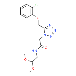 ChemSpider 2D Image | 2-{5-[(2-Chlorophenoxy)methyl]-1H-tetrazol-1-yl}-N-(2,2-dimethoxyethyl)acetamide | C14H18ClN5O4