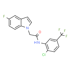 ChemSpider 2D Image | N-[2-Chloro-5-(trifluoromethyl)phenyl]-2-(5-fluoro-1H-indol-1-yl)acetamide | C17H11ClF4N2O