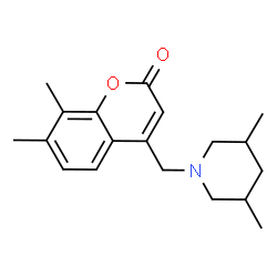 ChemSpider 2D Image | 4-[(3,5-Dimethyl-1-piperidinyl)methyl]-7,8-dimethyl-2H-chromen-2-one | C19H25NO2