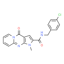 ChemSpider 2D Image | N-(4-Chlorobenzyl)-1-methyl-4-oxo-1,4-dihydropyrido[1,2-a]pyrrolo[2,3-d]pyrimidine-2-carboxamide | C19H15ClN4O2