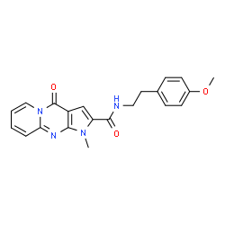 ChemSpider 2D Image | N-[2-(4-Methoxyphenyl)ethyl]-1-methyl-4-oxo-1,4-dihydropyrido[1,2-a]pyrrolo[2,3-d]pyrimidine-2-carboxamide | C21H20N4O3
