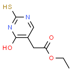 ChemSpider 2D Image | Ethyl (4-hydroxy-2-sulfanylpyrimidin-5-yl)acetate | C8H10N2O3S