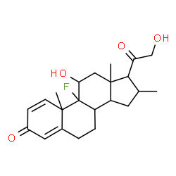 ChemSpider 2D Image | 9-Fluoro-11,21-dihydroxy-16-methylpregna-1,4-diene-3,20-dione | C22H29FO4