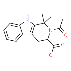 ChemSpider 2D Image | 2-Acetyl-1,1-dimethyl-2,3,4,9-tetrahydro-1H-beta-carboline-3-carboxylic acid | C16H18N2O3