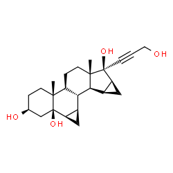 ChemSpider 2D Image | (3S,5R,6R,7R,8R,9S,10R,13S,14S,15S,16S,17S)-octadecahydro-17-(3-hydroxy-1-propynyl)-10,13-dimethyl-5H-dicyclopropa[6,7:15,16]cyclopenta[a]phenanthrene-3,5,17-triol | C24H34O4
