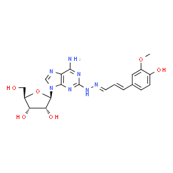ChemSpider 2D Image | 2-{(2E)-2-[(2E)-3-(4-Hydroxy-3-methoxyphenyl)-2-propen-1-ylidene]hydrazino}adenosine | C20H23N7O6