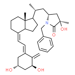 ChemSpider 2D Image | (3R,5R)-1-Benzyl-5-{(2R)-2-[(4Z,7aR)-4-{(2E)-2-[(3S,5R)-3,5-dihydroxy-2-methylenecyclohexylidene]ethylidene}-7a-methyloctahydro-1H-inden-1-yl]propyl}-3-hydroxy-3-methyl-2-pyrrolidinone (non-preferred 
name) | C34H47NO4