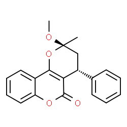 ChemSpider 2D Image | (2R,4R)-2-Methoxy-2-methyl-4-phenyl-3,4-dihydro-2H,5H-pyrano[3,2-c]chromen-5-one | C20H18O4