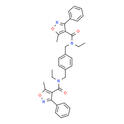 ChemSpider 2D Image | N,N'-[1,4-Phenylenebis(methylene)]bis(N-ethyl-5-methyl-3-phenyl-1,2-oxazole-4-carboxamide) | C34H34N4O4