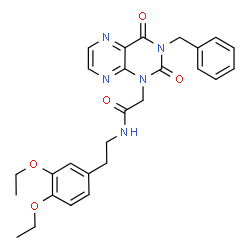 ChemSpider 2D Image | 2-(3-Benzyl-2,4-dioxo-3,4-dihydro-1(2H)-pteridinyl)-N-[2-(3,4-diethoxyphenyl)ethyl]acetamide | C27H29N5O5