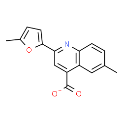 ChemSpider 2D Image | 6-Methyl-2-(5-methyl-2-furyl)-4-quinolinecarboxylate | C16H12NO3