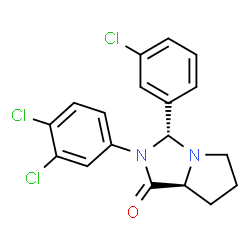 ChemSpider 2D Image | (3R,7aS)-3-(3-Chlorophenyl)-2-(3,4-dichlorophenyl)hexahydro-1H-pyrrolo[1,2-c]imidazol-1-one | C18H15Cl3N2O