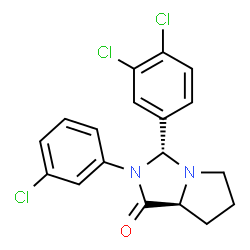 ChemSpider 2D Image | (3R,7aS)-2-(3-Chlorophenyl)-3-(3,4-dichlorophenyl)hexahydro-1H-pyrrolo[1,2-c]imidazol-1-one | C18H15Cl3N2O