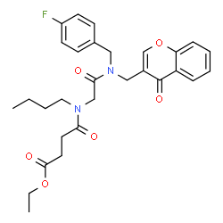 ChemSpider 2D Image | Ethyl 4-[butyl(2-{(4-fluorobenzyl)[(4-oxo-4H-chromen-3-yl)methyl]amino}-2-oxoethyl)amino]-4-oxobutanoate | C29H33FN2O6