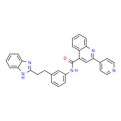 ChemSpider 2D Image | N-{3-[2-(1H-Benzimidazol-2-yl)ethyl]phenyl}-2-(4-pyridinyl)-4-quinolinecarboxamide | C30H23N5O