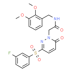 ChemSpider 2D Image | N-(2,3-Dimethoxybenzyl)-2-{3-[(3-fluorophenyl)sulfonyl]-6-oxo-1(6H)-pyridazinyl}acetamide | C21H20FN3O6S