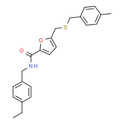 ChemSpider 2D Image | N-(4-Ethylbenzyl)-5-{[(4-methylbenzyl)sulfanyl]methyl}-2-furamide | C23H25NO2S