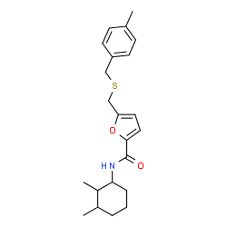 ChemSpider 2D Image | N-(2,3-Dimethylcyclohexyl)-5-{[(4-methylbenzyl)sulfanyl]methyl}-2-furamide | C22H29NO2S