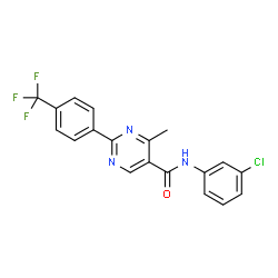 ChemSpider 2D Image | N-(3-Chlorophenyl)-4-methyl-2-[4-(trifluoromethyl)phenyl]-5-pyrimidinecarboxamide | C19H13ClF3N3O
