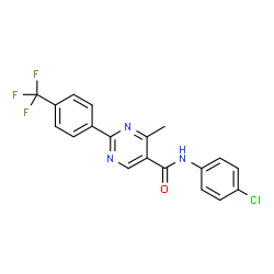 ChemSpider 2D Image | N-(4-Chlorophenyl)-4-methyl-2-[4-(trifluoromethyl)phenyl]-5-pyrimidinecarboxamide | C19H13ClF3N3O