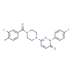 ChemSpider 2D Image | 6-[4-(3-Fluoro-4-methylbenzoyl)-1-piperazinyl]-2-(4-fluorophenyl)-3(2H)-pyridazinone | C22H20F2N4O2