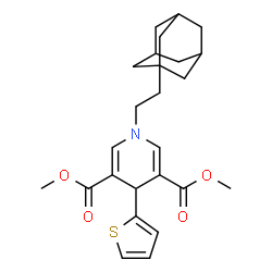 ChemSpider 2D Image | Dimethyl 1-[2-(adamantan-1-yl)ethyl]-4-(2-thienyl)-1,4-dihydro-3,5-pyridinedicarboxylate | C25H31NO4S