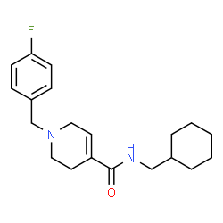 ChemSpider 2D Image | N-(Cyclohexylmethyl)-1-(4-fluorobenzyl)-1,2,3,6-tetrahydro-4-pyridinecarboxamide | C20H27FN2O