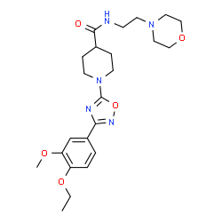 ChemSpider 2D Image | 1-[3-(4-Ethoxy-3-methoxyphenyl)-1,2,4-oxadiazol-5-yl]-N-[2-(4-morpholinyl)ethyl]-4-piperidinecarboxamide | C23H33N5O5