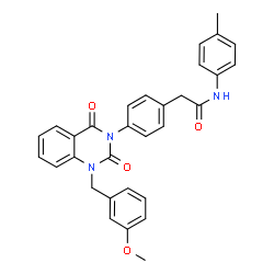 ChemSpider 2D Image | 2-{4-[1-(3-Methoxybenzyl)-2,4-dioxo-1,4-dihydro-3(2H)-quinazolinyl]phenyl}-N-(4-methylphenyl)acetamide | C31H27N3O4