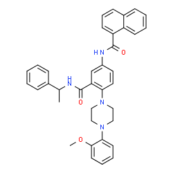 ChemSpider 2D Image | N-{4-[4-(2-Methoxyphenyl)-1-piperazinyl]-3-[(1-phenylethyl)carbamoyl]phenyl}-1-naphthamide | C37H36N4O3