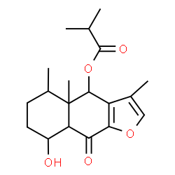 ChemSpider 2D Image | 8-Hydroxy-3,4a,5-trimethyl-9-oxo-4,4a,5,6,7,8,8a,9-octahydronaphtho[2,3-b]furan-4-yl 2-methylpropanoate | C19H26O5